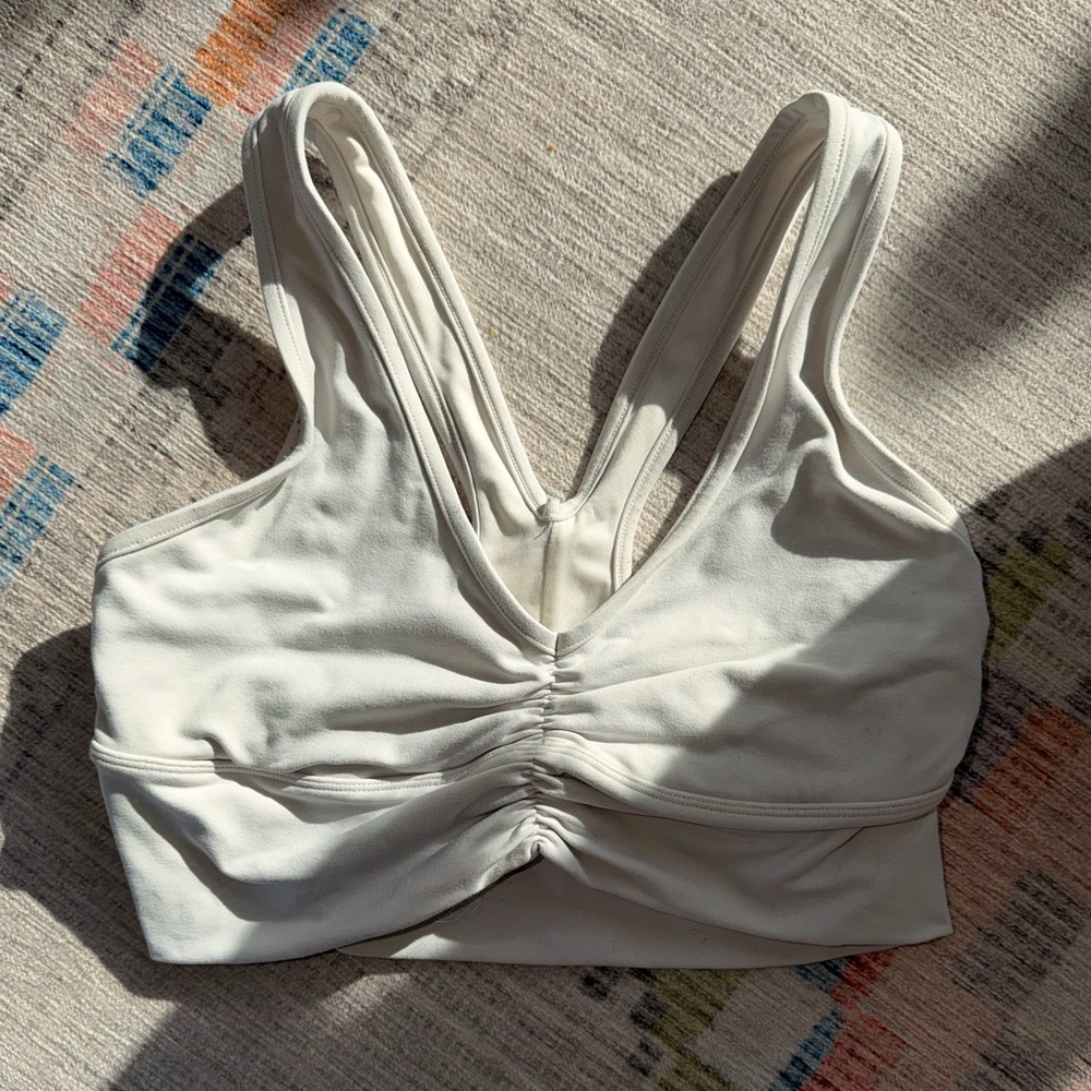 Alo White Ruched Sports Bra